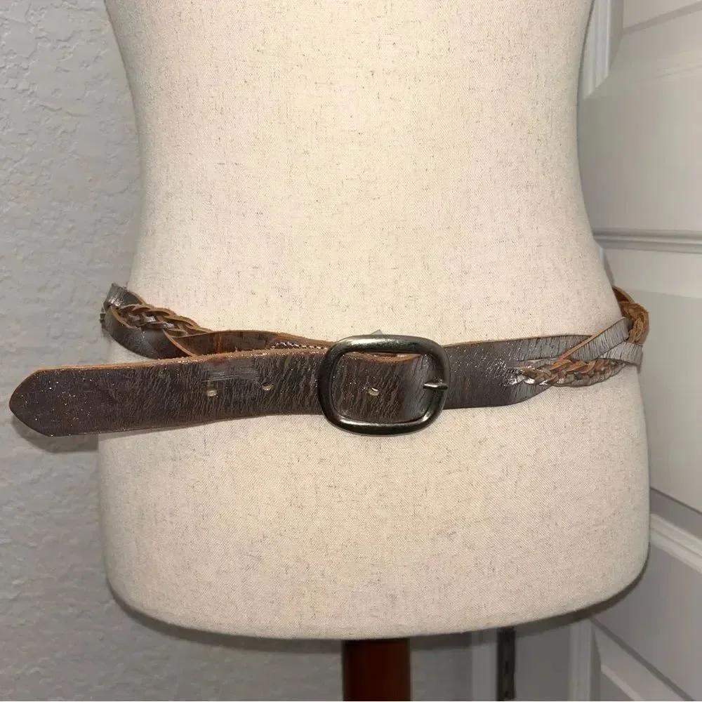 Fossil Distressed Woven Braided Metallic Statement Belt